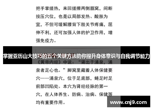 掌握亚历山大技巧的五个关键方法助你提升身体意识与自我调节能力